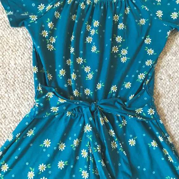 Heart and Burrow Girls Blue Green White Floral Daisy Romper 10 Summer One Piece - Picture 6 of 7